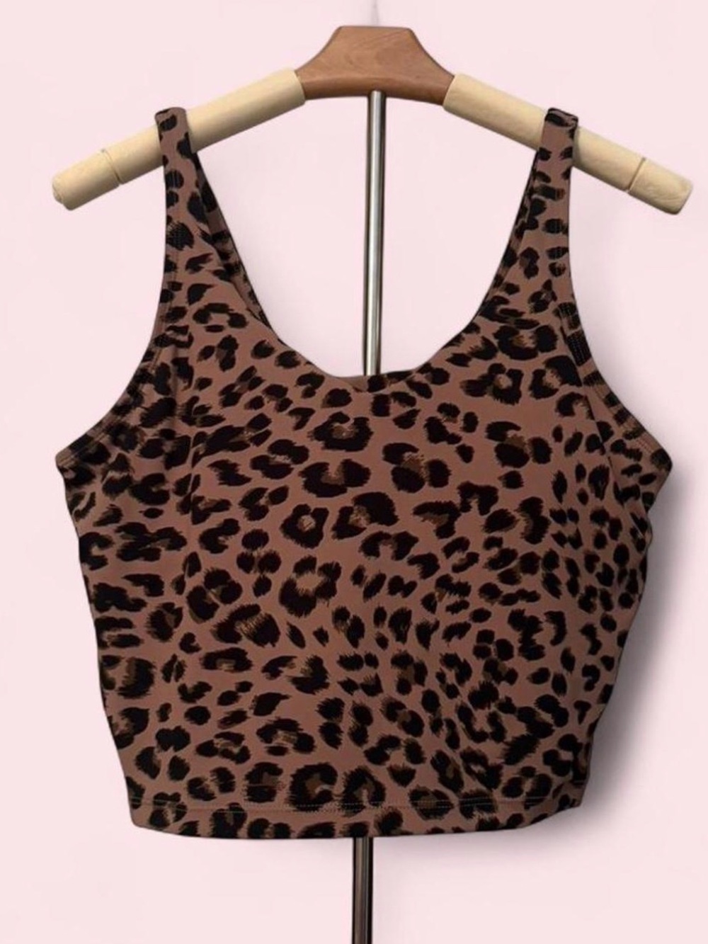 brown and black leopard print sports top